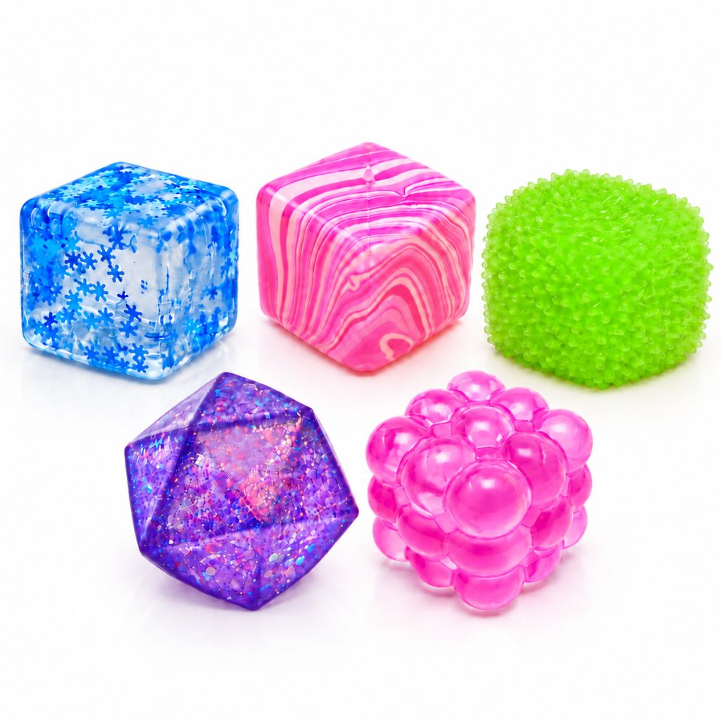 Pack of 5 Cube Squeeze Ball