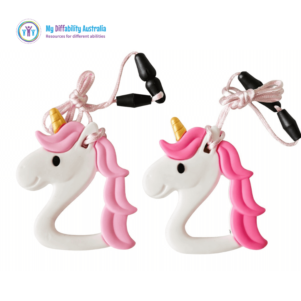 Pale Pink And Hot Pink Unicorn Chew Necklace