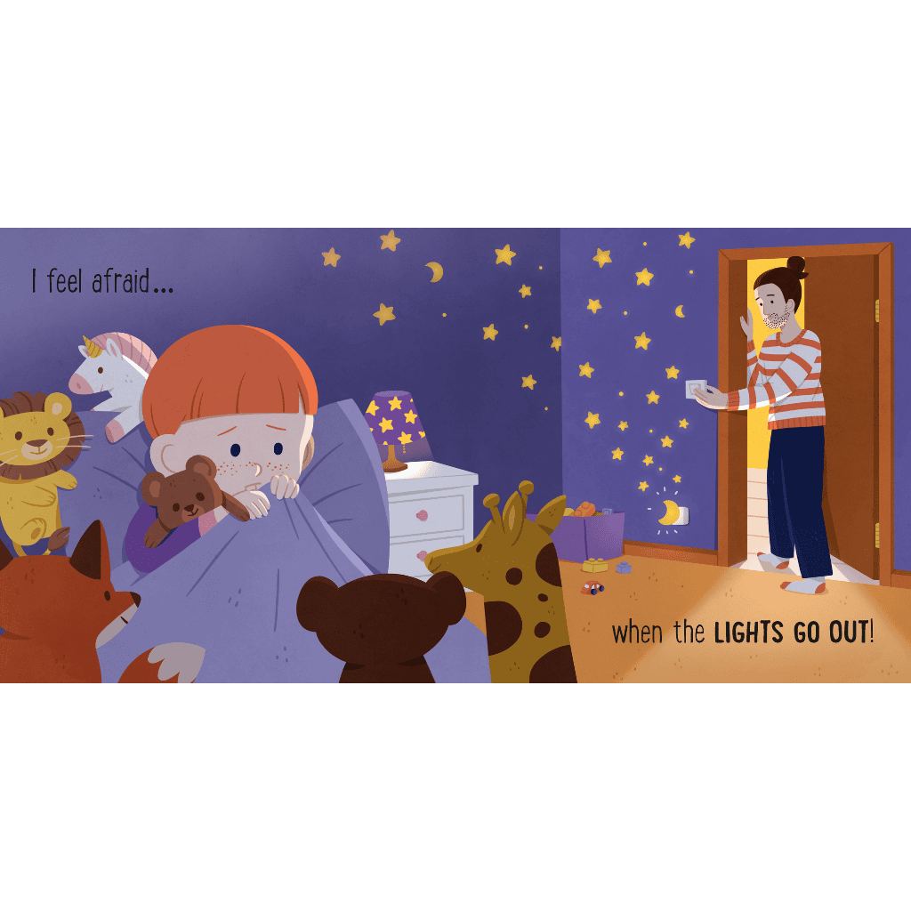 Part of the book showing kid in the bed