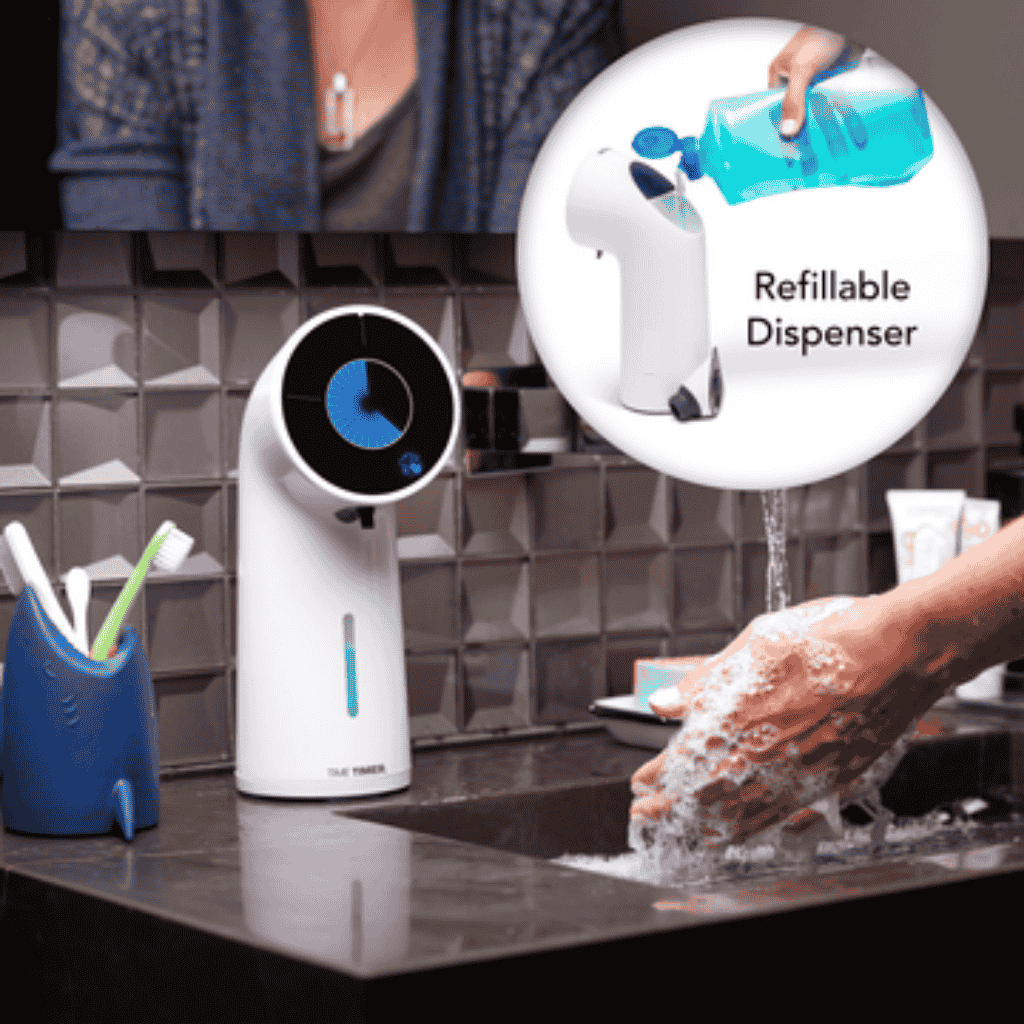 Picture Showing How to refill Time Timer Wash Plus Soap Dispenser
