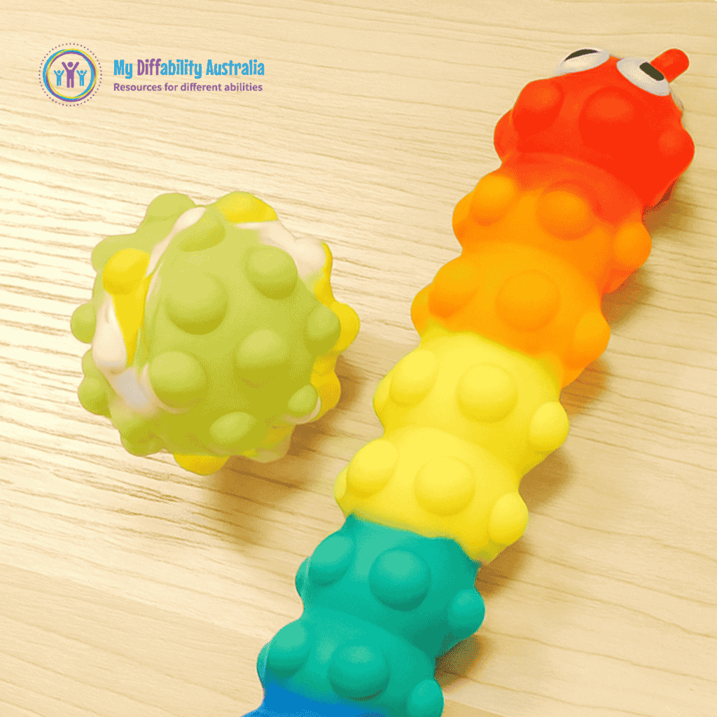 Picture Showing Pop It Fidget Ball And Pop It Suction Caterpillar Fidget