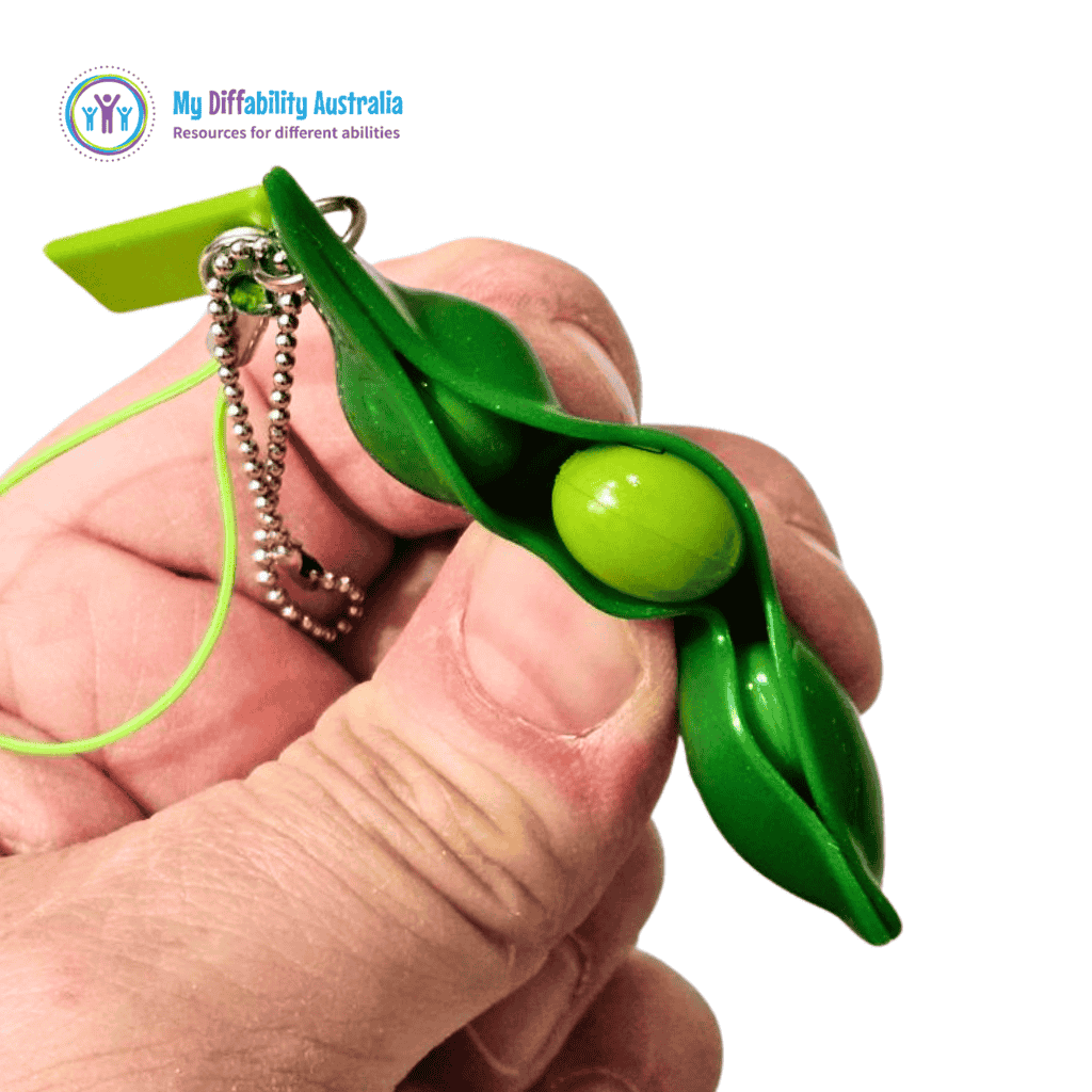 Picture of One Hand Squishing the Peapod Fidget