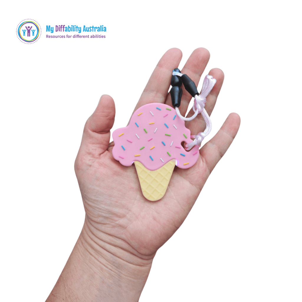Picture of a Ice Cream Chewy Pendant Placed in a hands palm