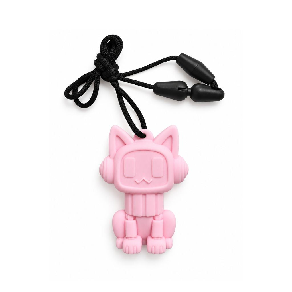 Pink Cat Sensory Chew Necklace front view