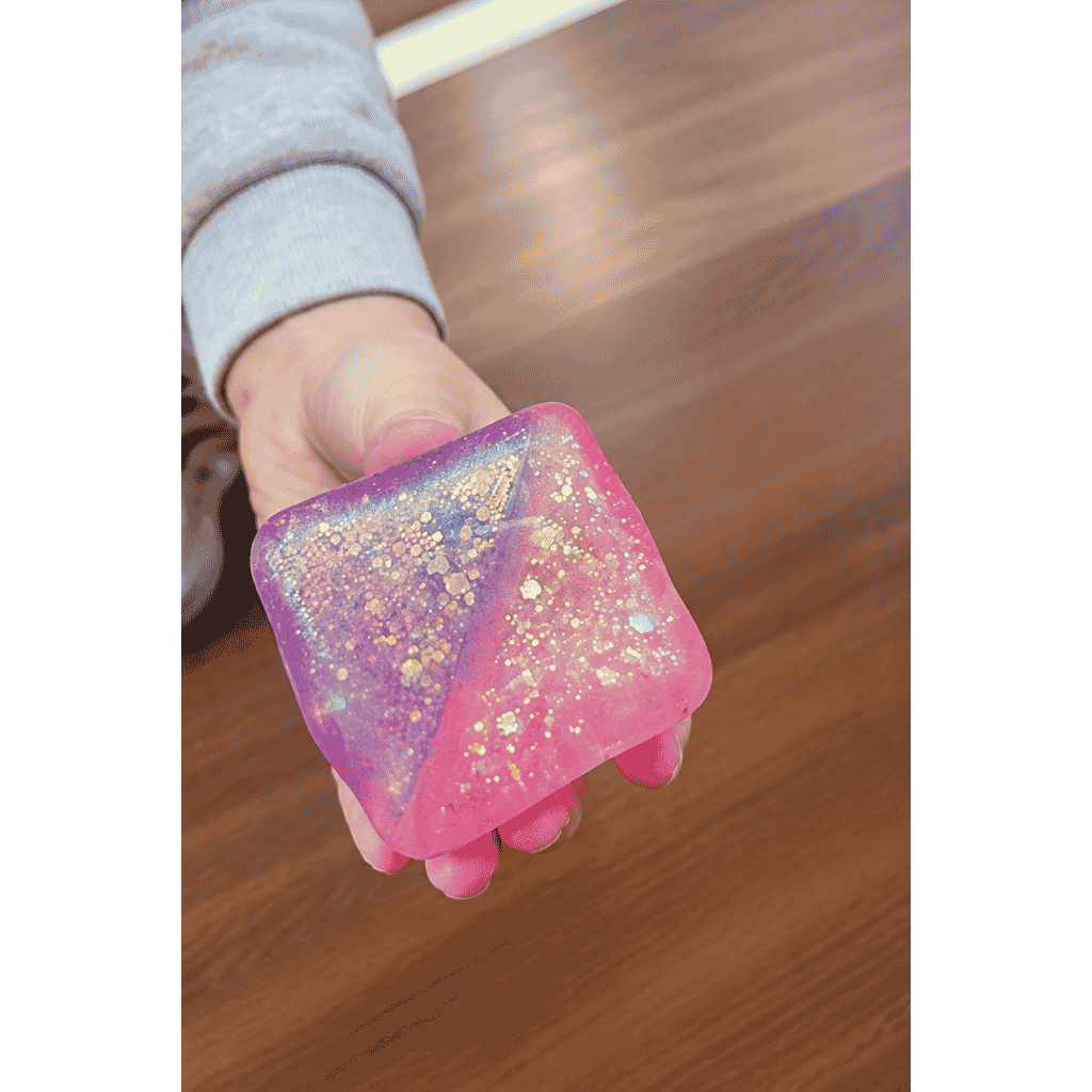 Pink Purple Two Tone Glitter Squeezy Cube