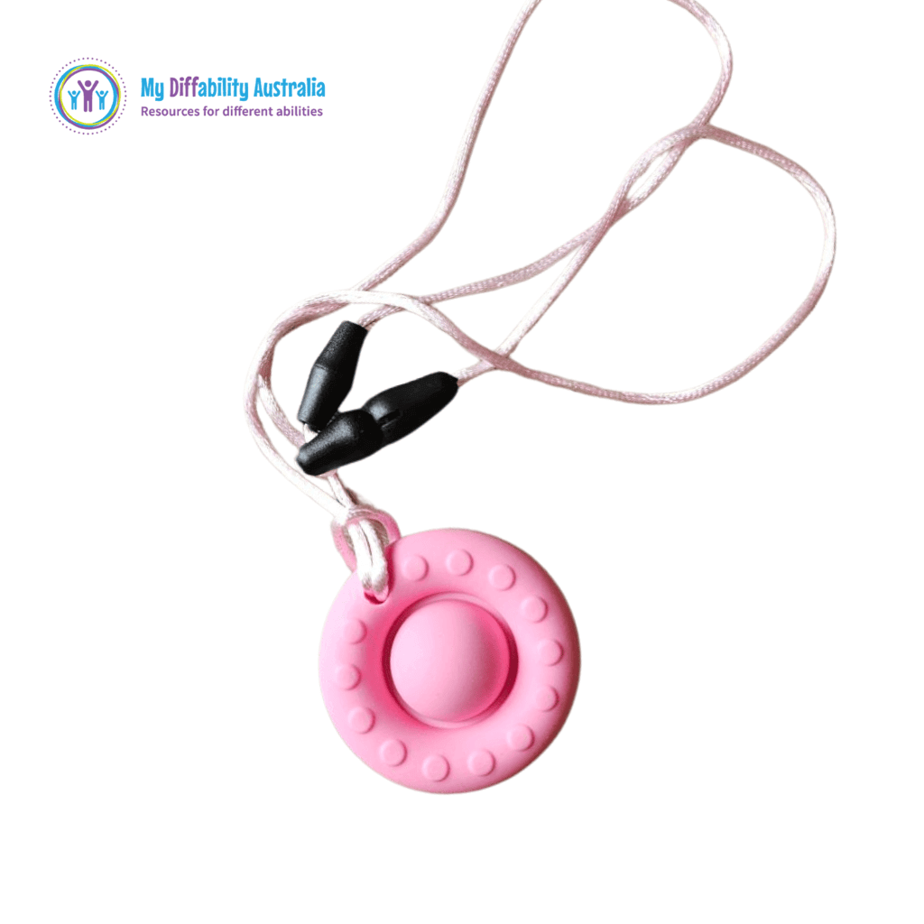 Pink Pop Circle Pendant Sensory Chew Variety Pack Set of 6 Pink Chewy Tools
