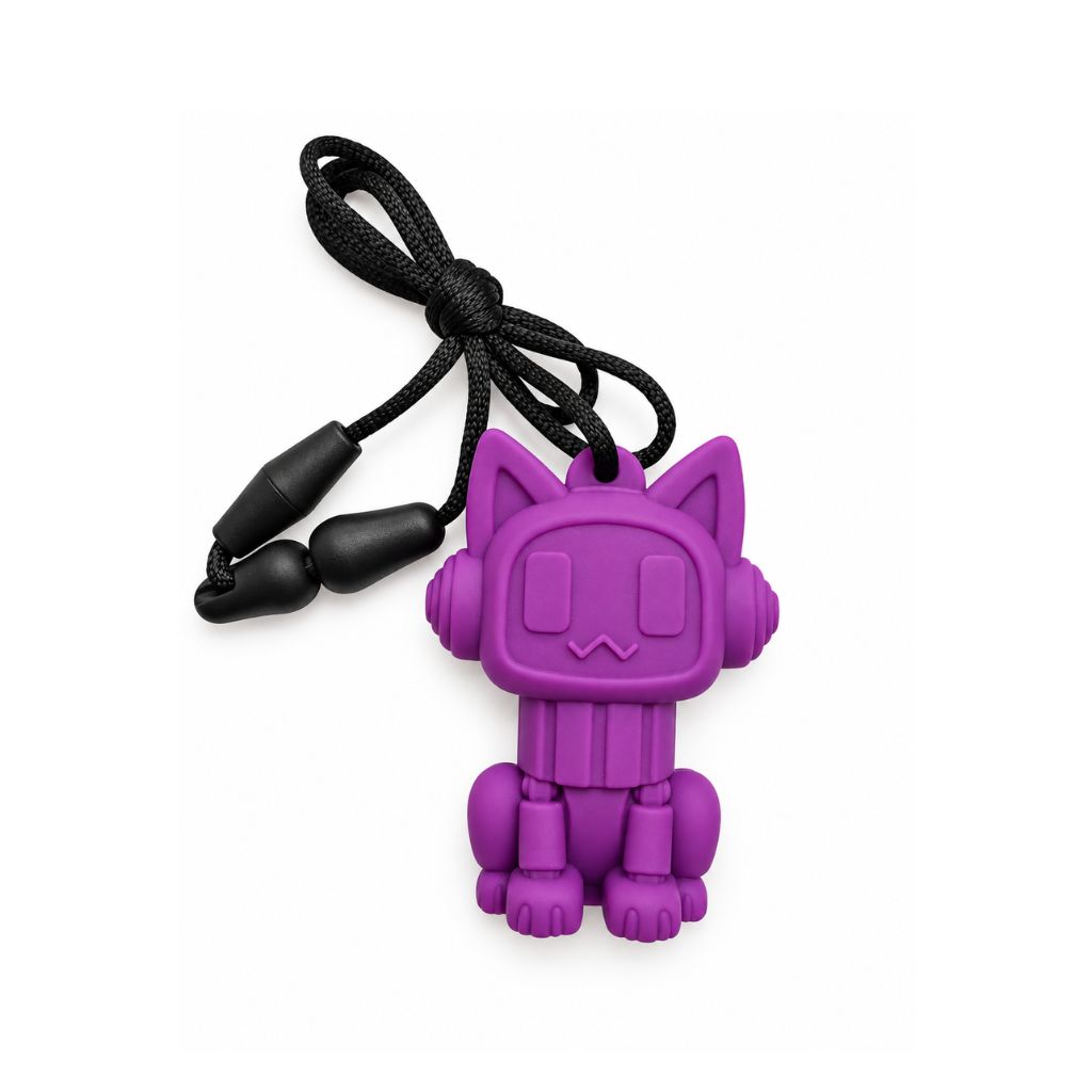 Purple Cat Sensory Chew Necklace front view