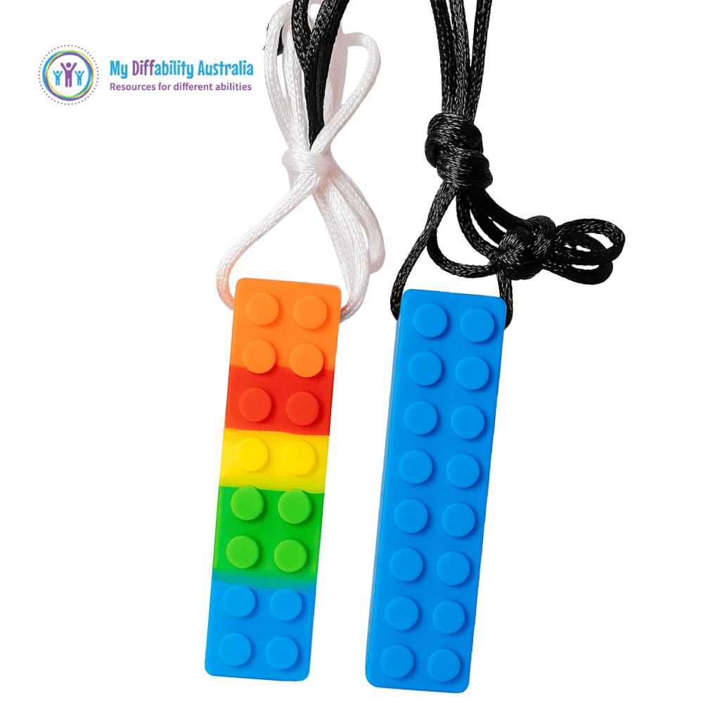 Rainbow And Blue Building Block Chewy Pendant