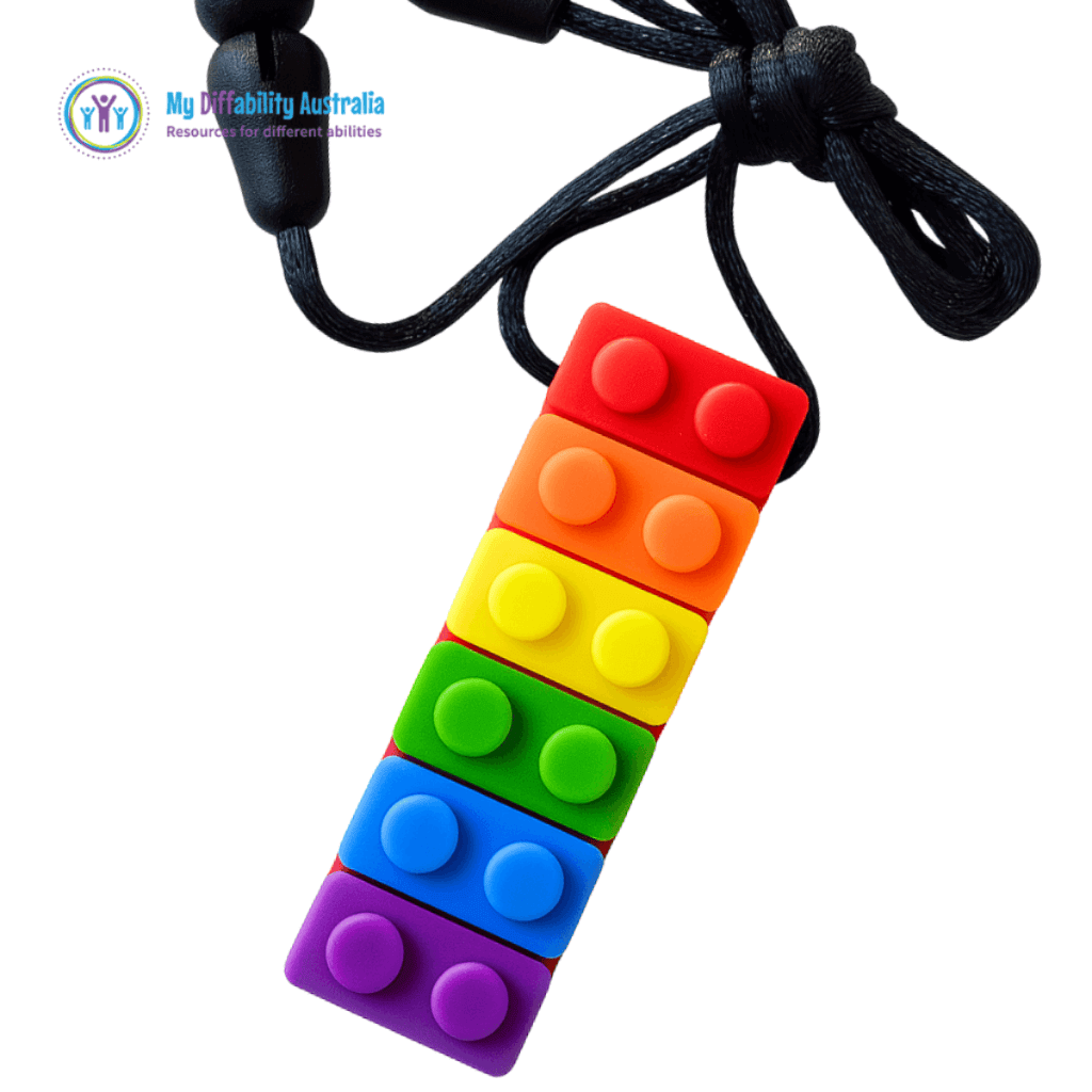 Rainbow Block Chew Pendant Full View of the Product