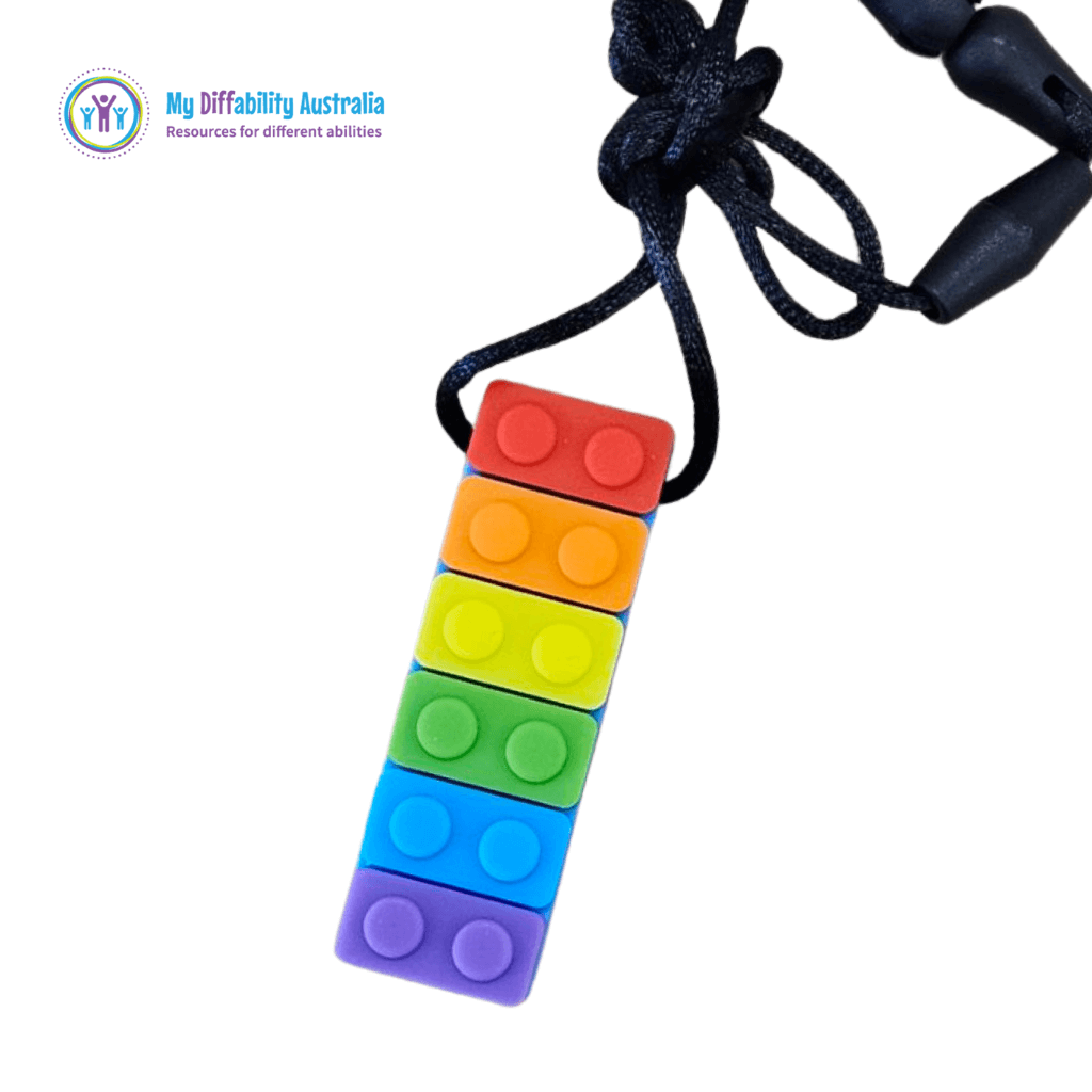 Rainbow Block Chew Pendant full view