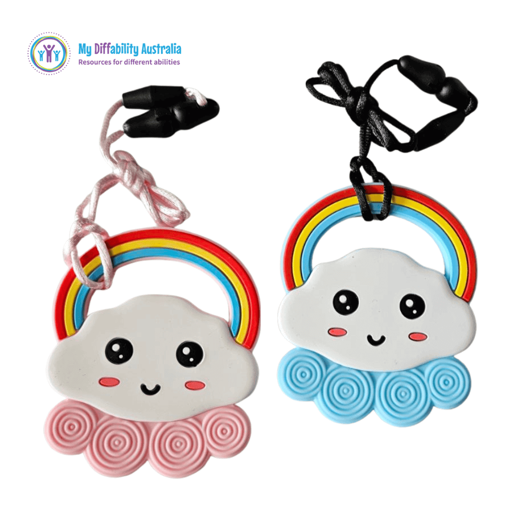 Rainbow Smiley Cloud Chewy Pendant