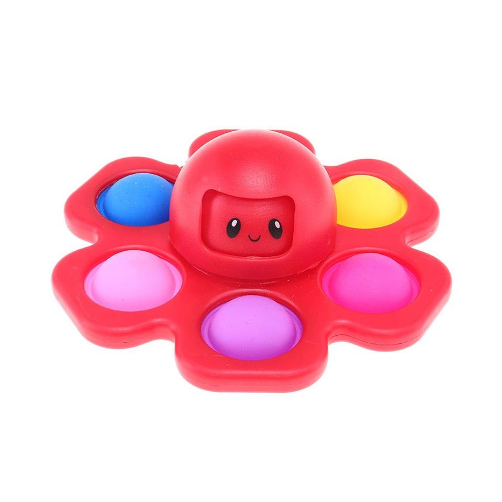 Red Fidget Bubble 2in1 Spin and Pop Octopus Mood Changing