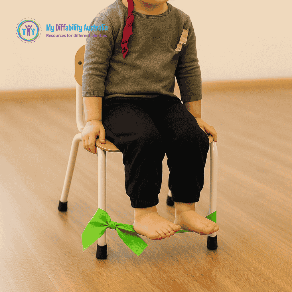 RepBand Green Tied Up In The Chair While A kid is seating