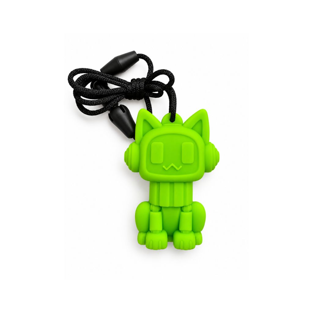 Sensory Chew Necklace Green Cat