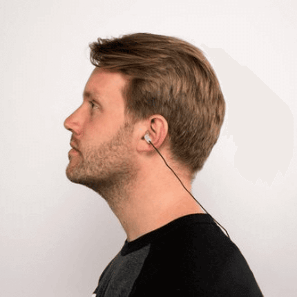 Side View Photo of a man wearing Vibes Neckcords