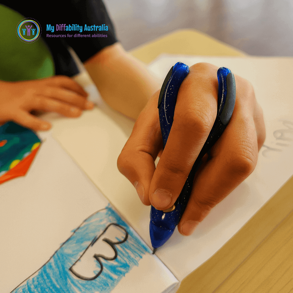 Someone Holding Twist n write pencil in a writing position