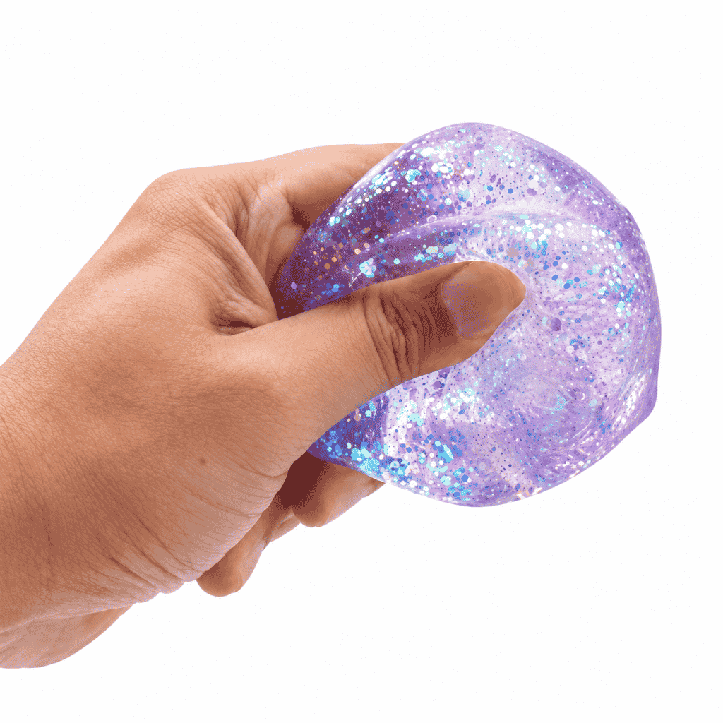 Squishing Two Tone Glitter Squeezy Cube