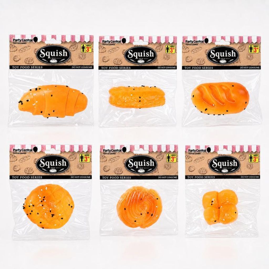Squishy Squeeze Bakery Series Bread 6 Assorted with packaging