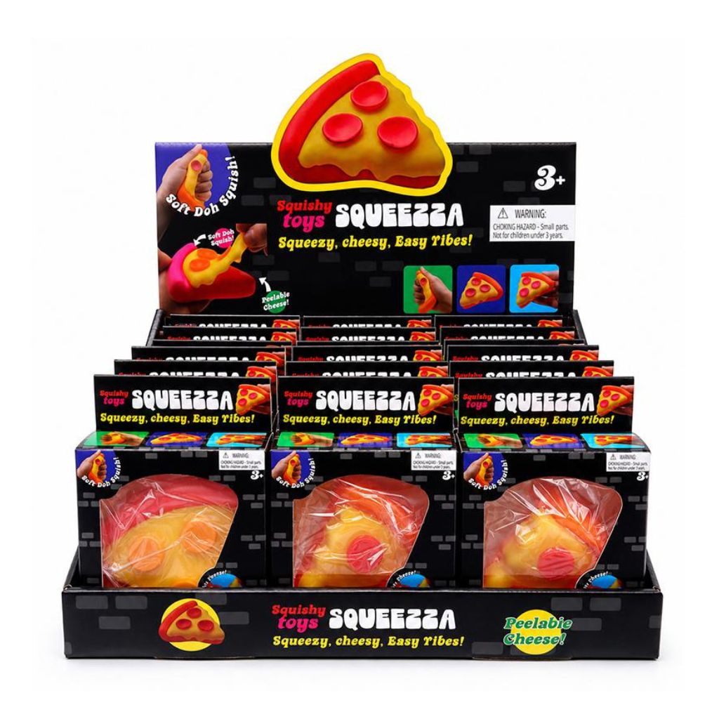 Squishy Squeeze Food Series Pizza Slice with its packaging