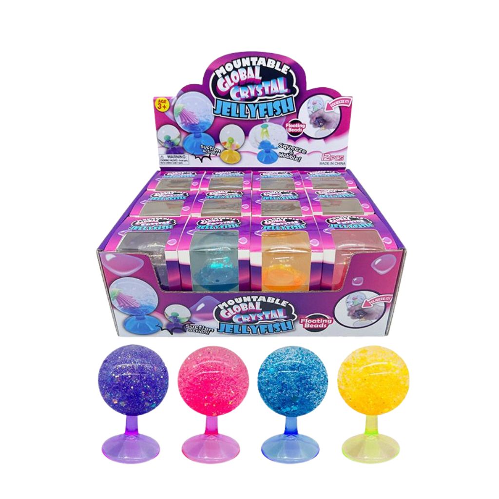 Suction Mount Squeeze Glitter Globe