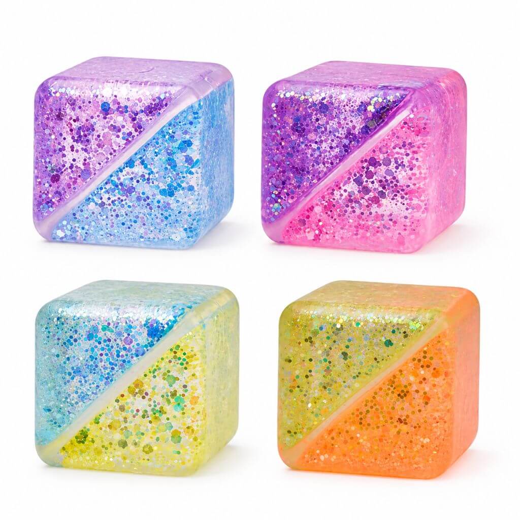 Two Tone Glitter Squeezy Cube