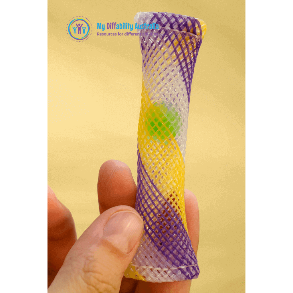 Vertical View of Multi coloured Marble Mesh Fidget Toy