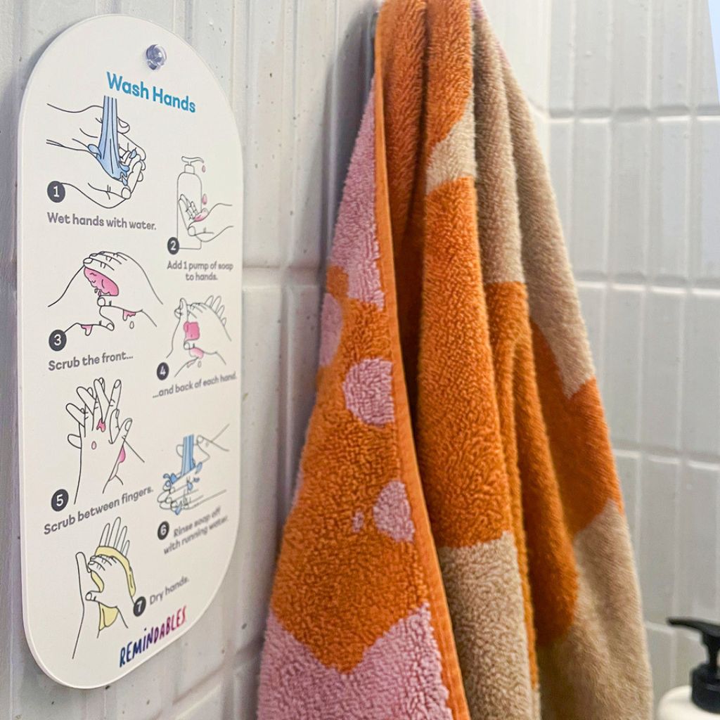 Wash Hands Hanger Visual Guide on washing hands
