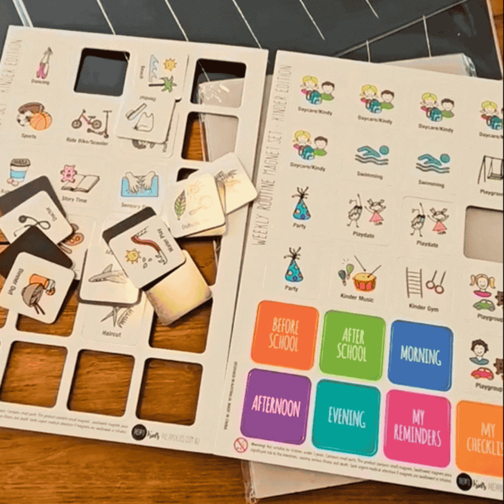 Weekly Routine Chart Set Kinder Edition Placed In the Table