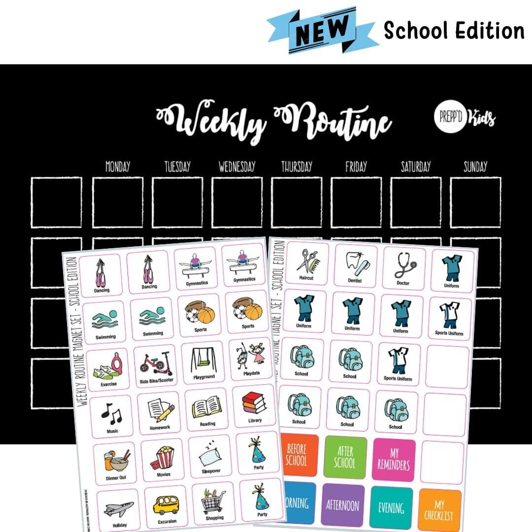 Weekly Routine Chart Set School Edition