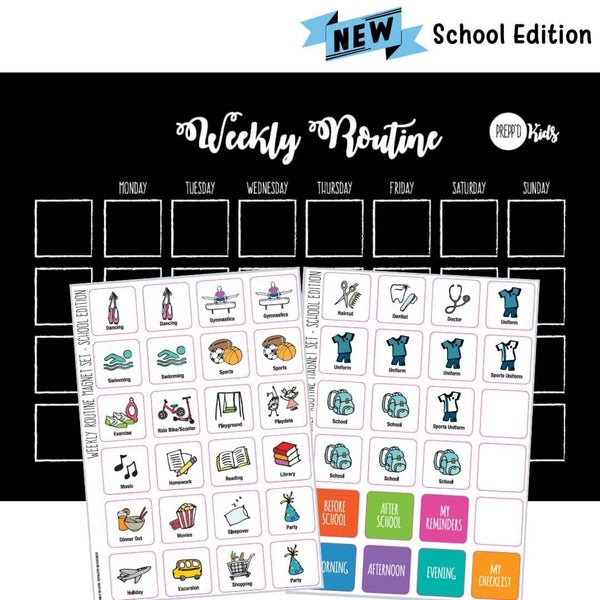 Weekly Routine Chart Set - School Edition I Weekly Visual Schedule - My ...