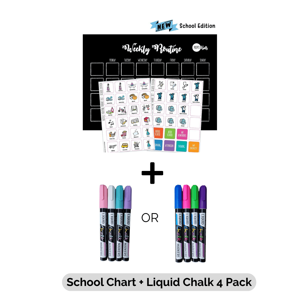 Weekly Routine School Chart Liquid Chalk 4 Pack