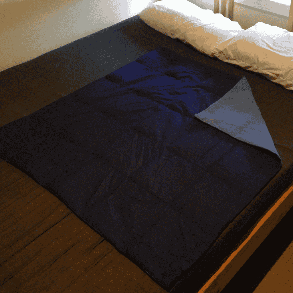 Weighted Blanket Single Bed size blue on blue folded