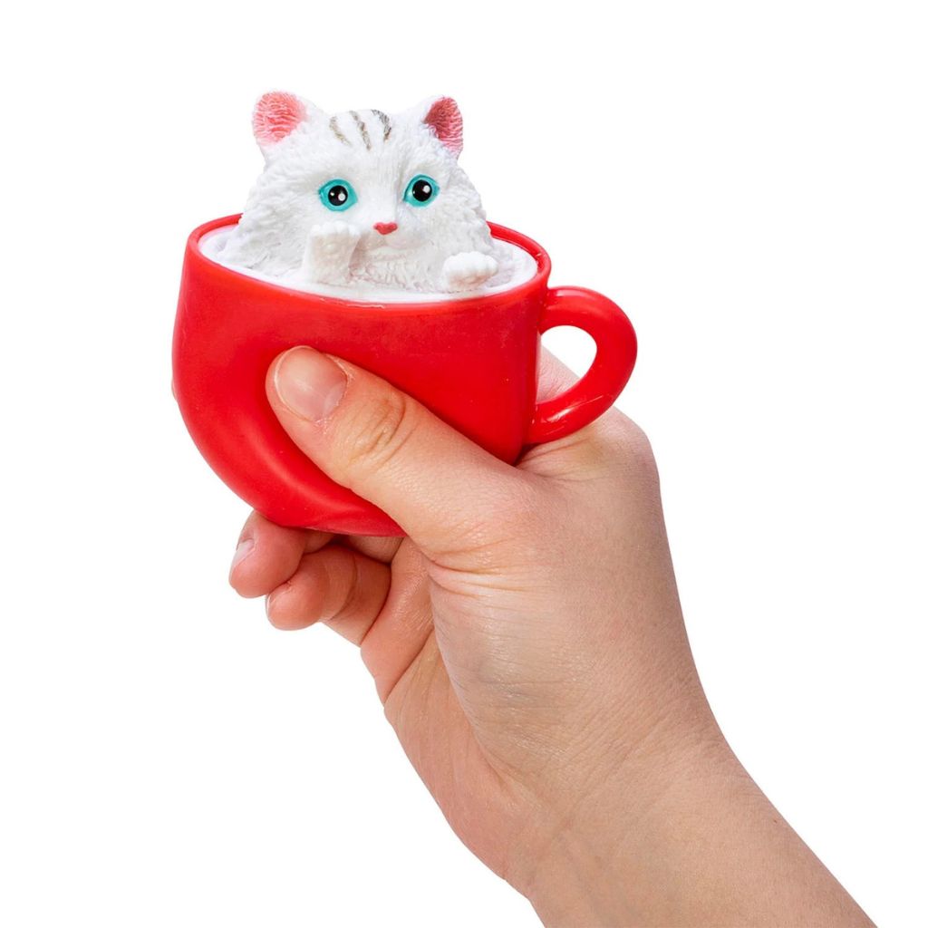 White Kitty In Blue Cup