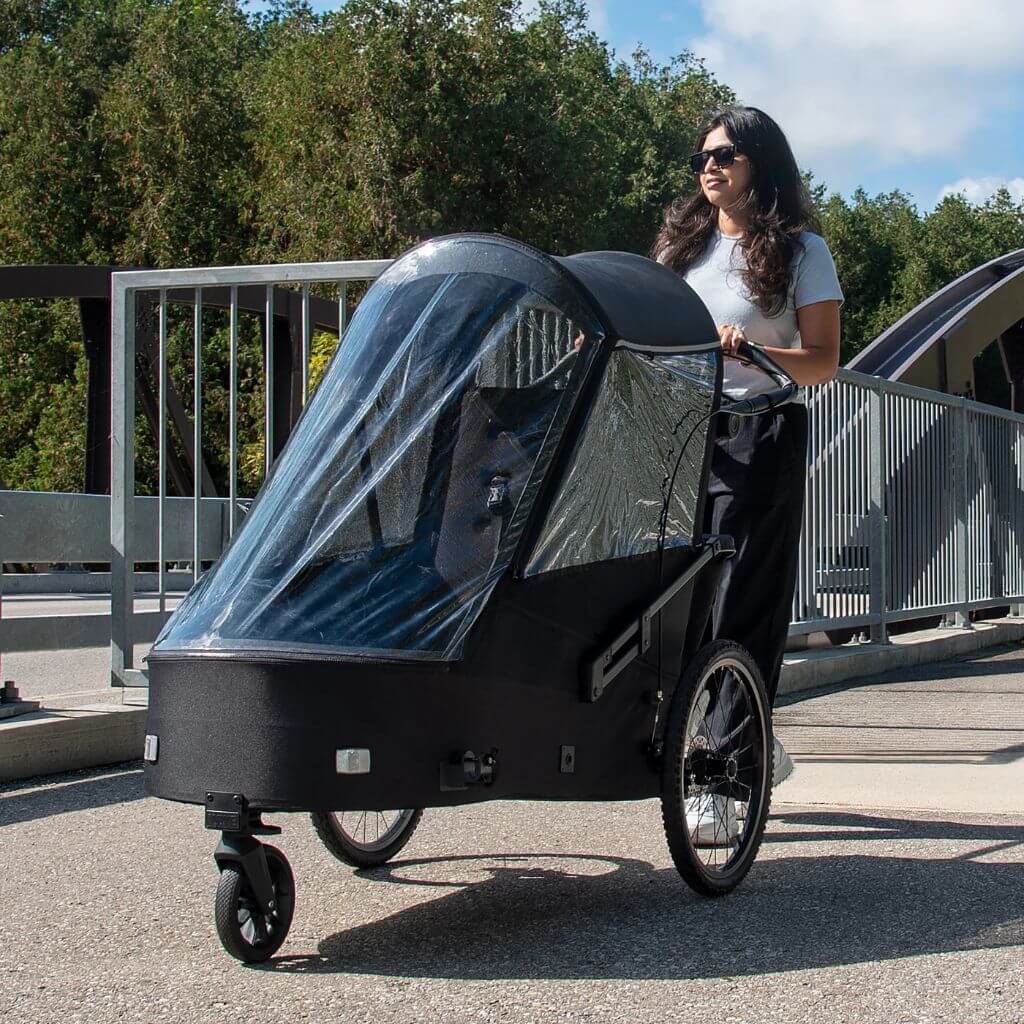 Woman Pushing Wike Special Needs Extra Large Bike Trailer