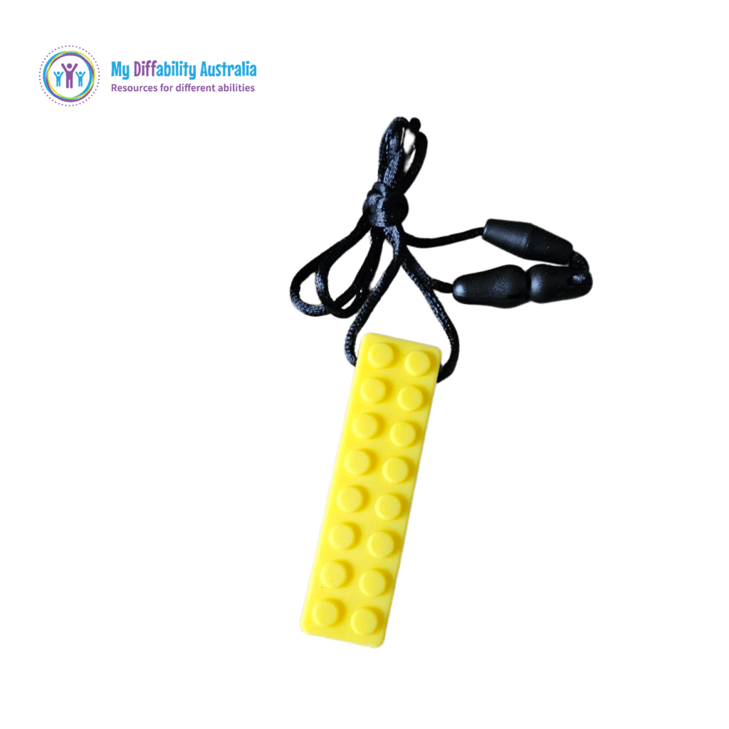 Yellow Building Block part of Sensory Chew Variety Pack Set of 6 Yellow Chewy Tools