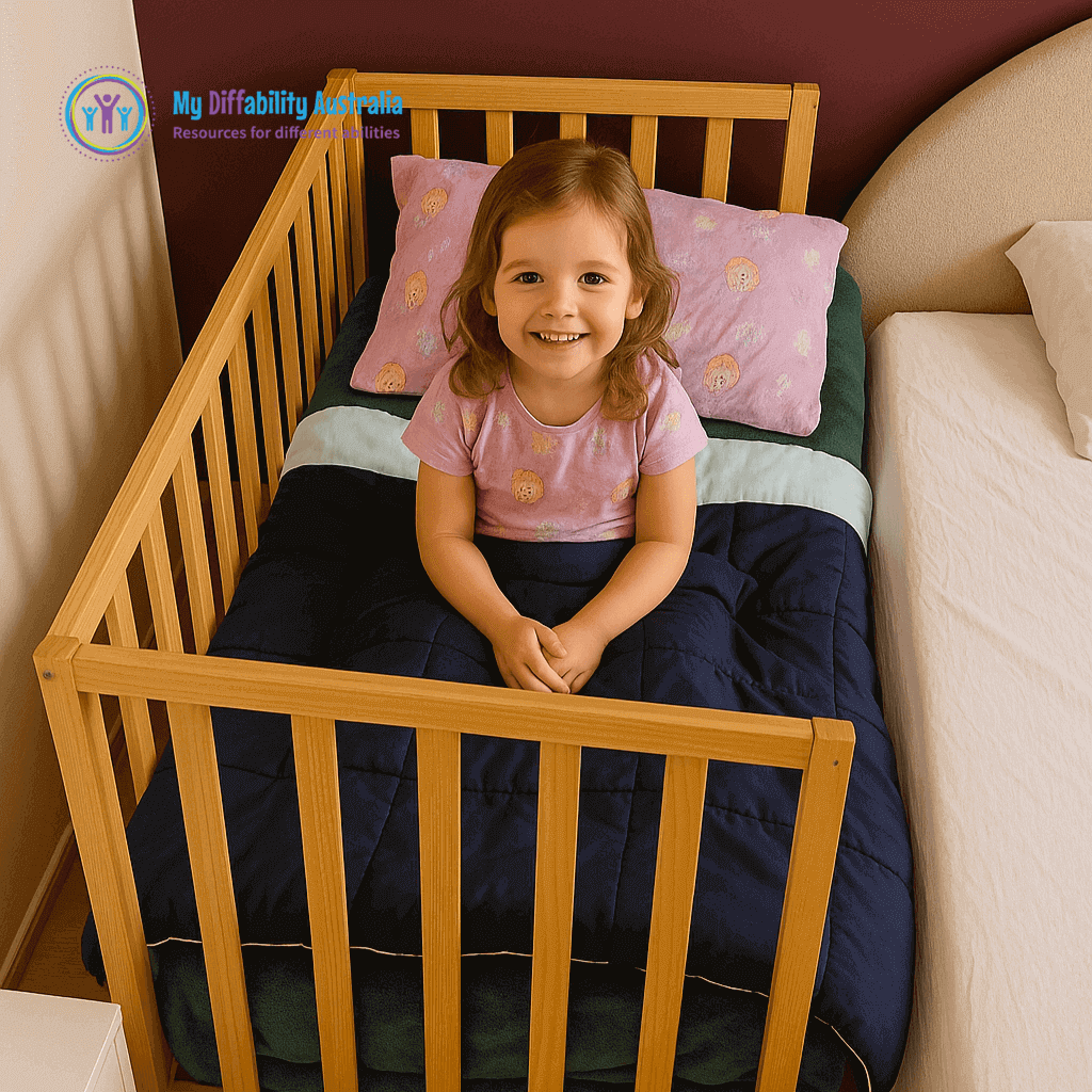 Young Girl In the seating position with small weighted blanket in her lap