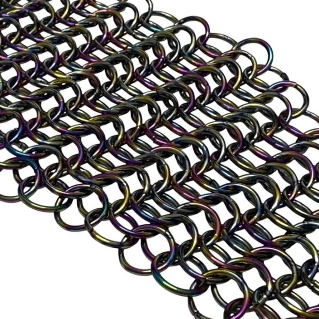 Zoom In Showing Detailed View of the Rhomboid Hand Crafted Chain Maille Keyring