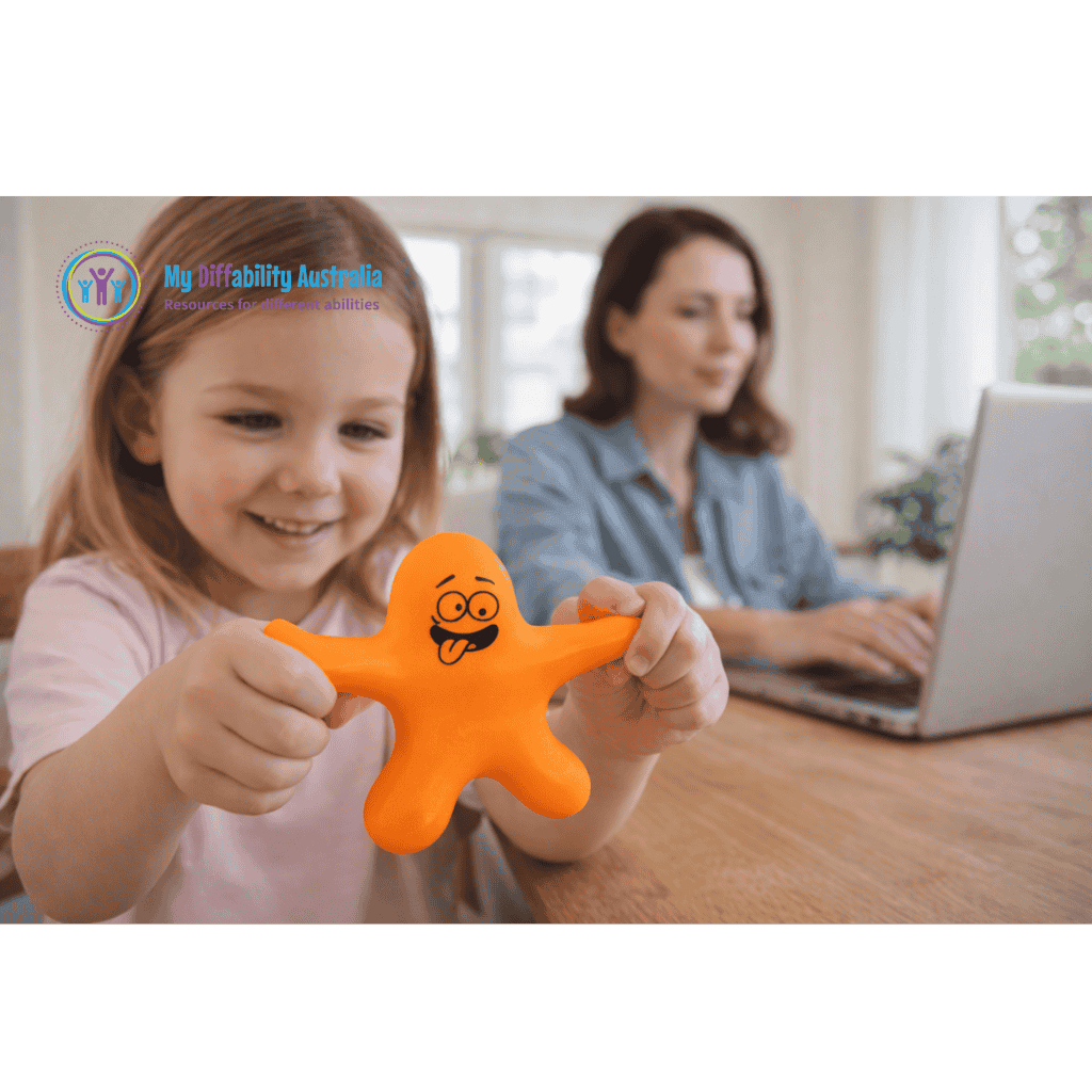 Zoom In View of a Young Girl Playing Splat Guy Stress Relieving Tool