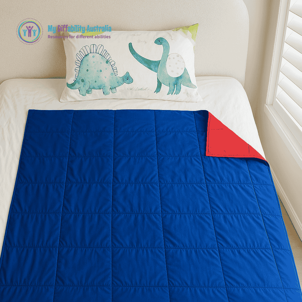 Zoom View of the Weighted Blanket Double Placed In a Bed