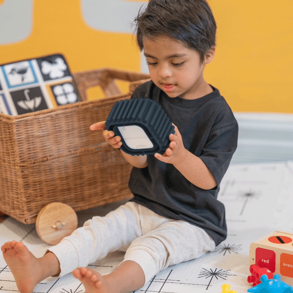 kid holding time timer mod with protected case