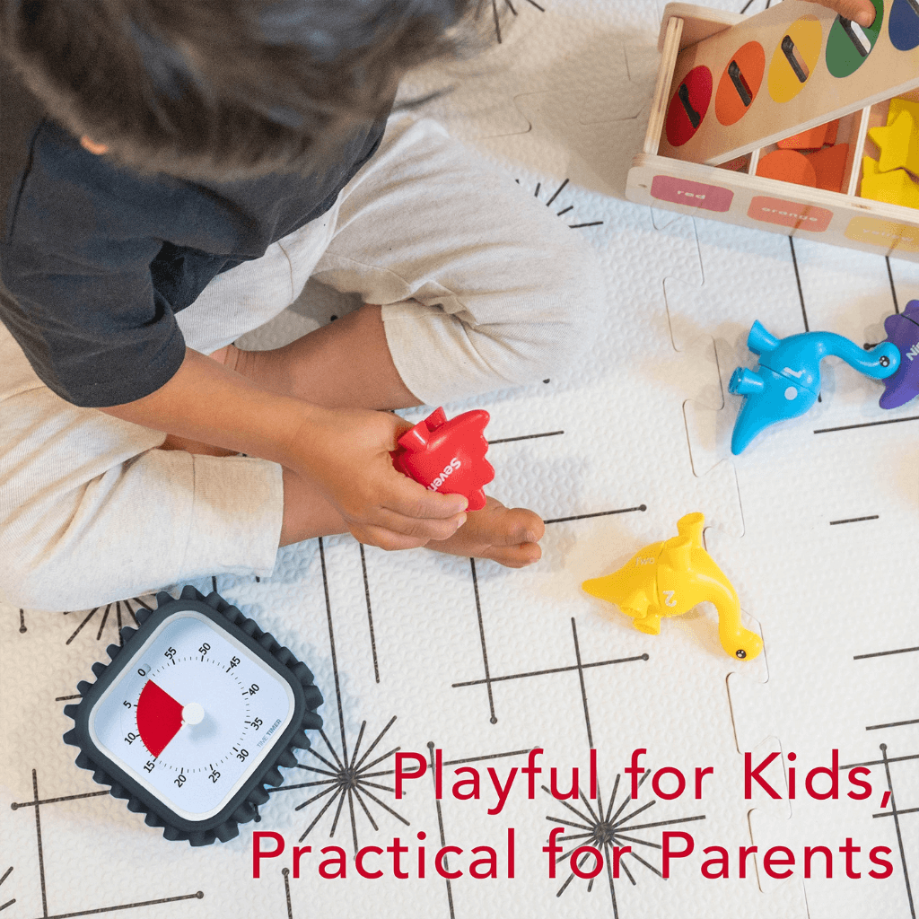 kids playing while time timer mod with case is in the side