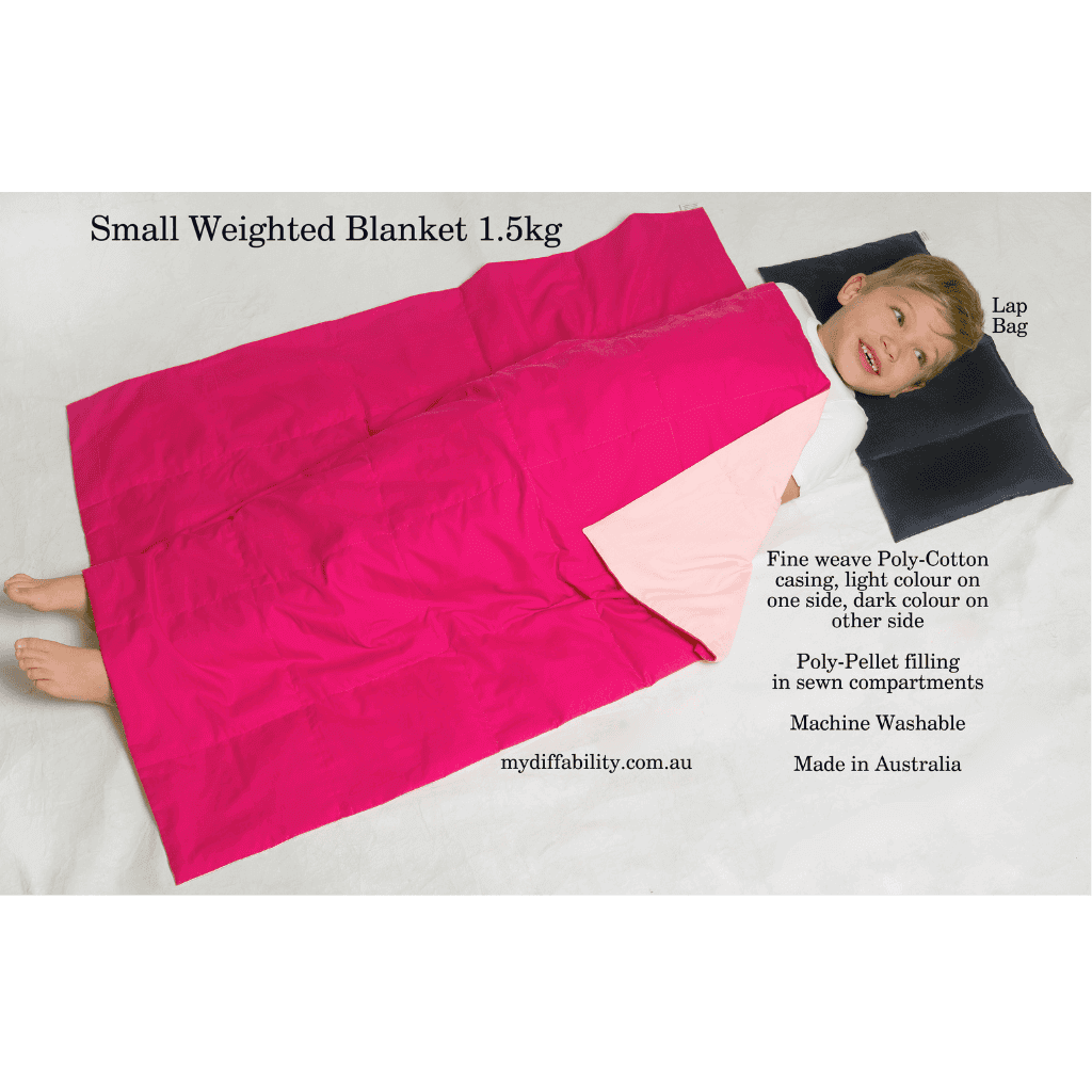 little boy lying in the bed using weighted blanket made to order