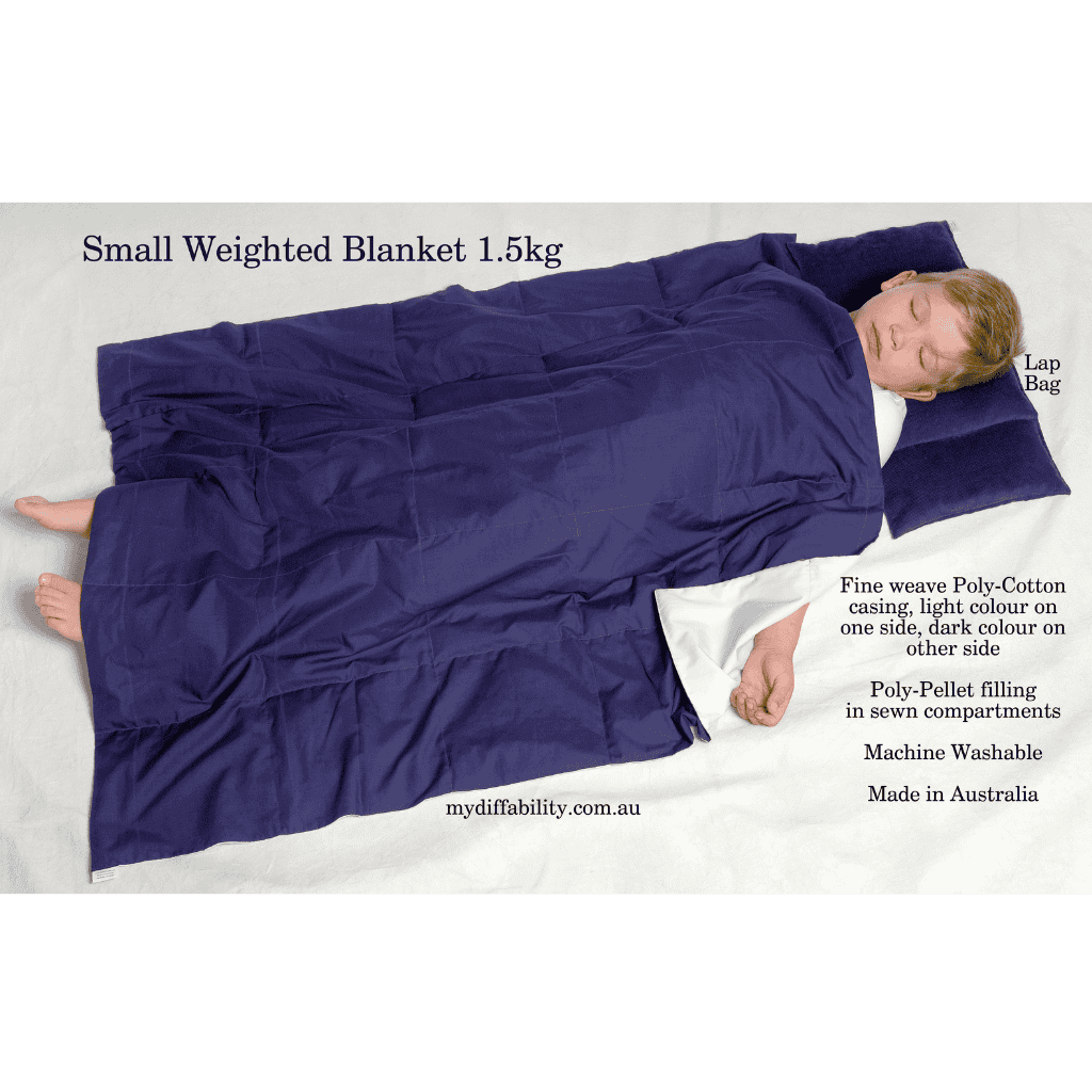 little boy sleeping while using weighted lap blanket made to order
