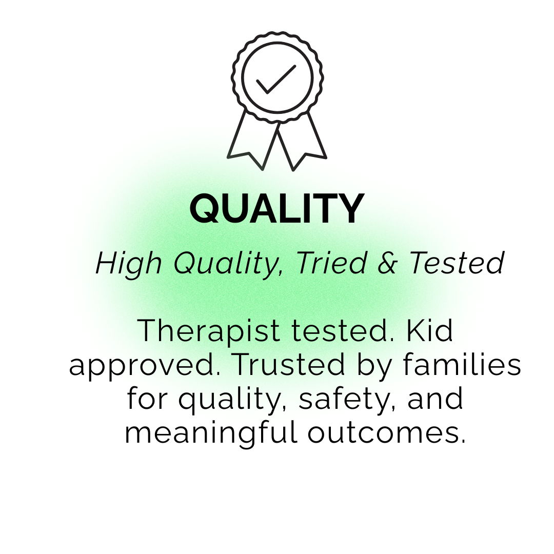 Quality assurance badge with text on a white background