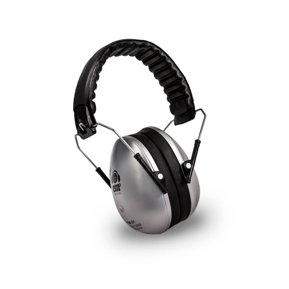 side view ems earmuffs silver