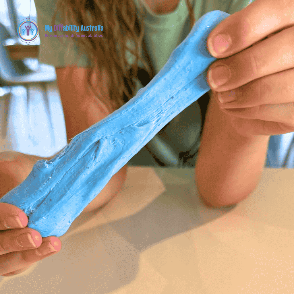 side view stretching scented kreamy putty