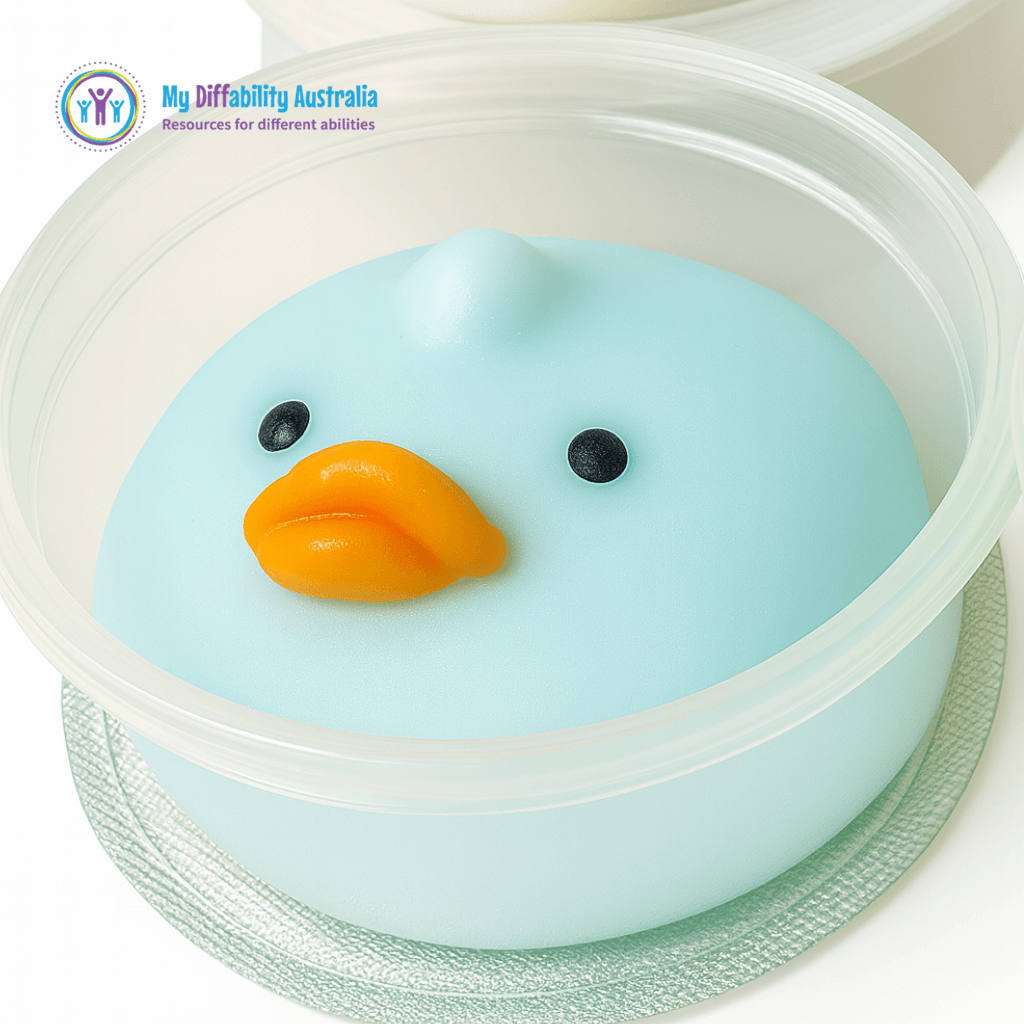 squishy jelly toy blue chicken design