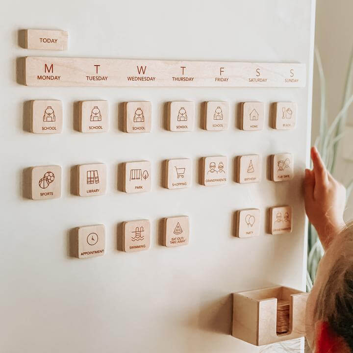 Fridge Kit Wooden Visual Schedule Imaginative Play