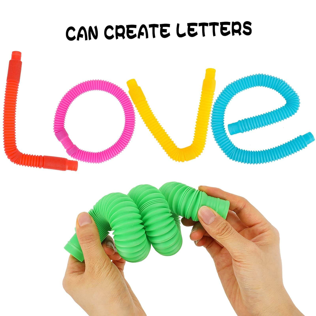 LOVE word created from pop tube fidget