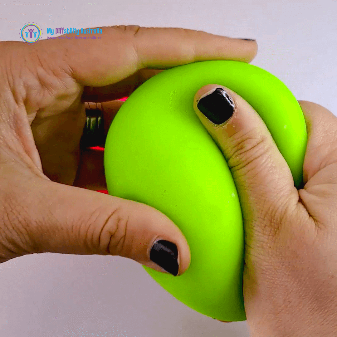 Mouldable stress ball being squeezed by hands